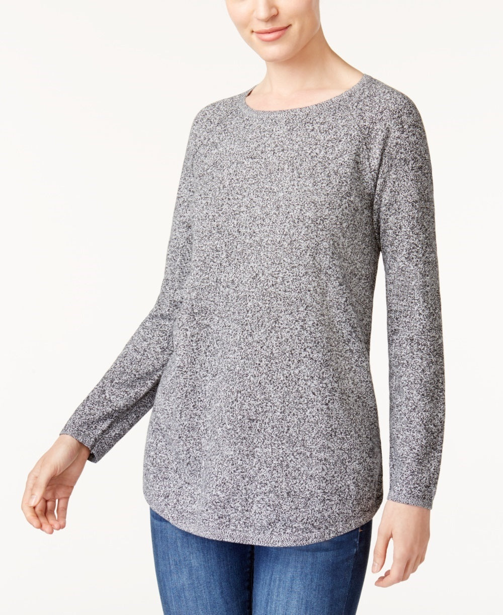 Karen Scott Women's Heather Long Sleeve Jewel Neck T-Shirt Top White Size PI