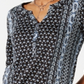 Style & Co Women's Printed Roll Tab Sleeve Top Black Size PP