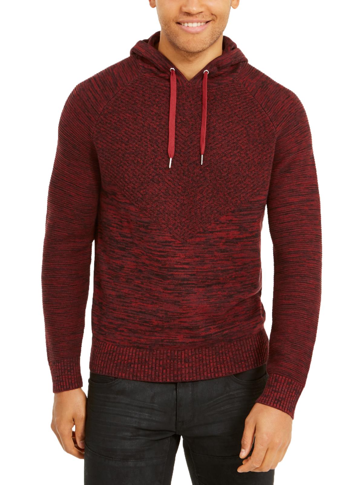 INC International Concepts Men's Monster Ribbed Knit Pullover Hooded Sweater Purple Size Small