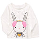 First Impressions Girl's Bunny Print T Shirt With Faux Sherpa Trim White Size 12