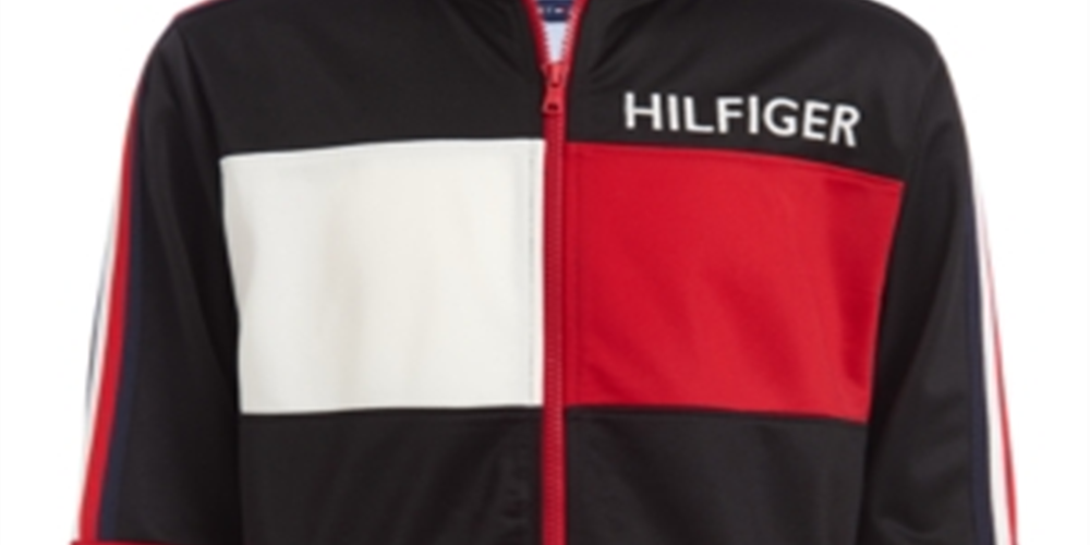 Tommy Hilfiger Toddler Boy's Manuel Pieced Colorblocked Logo Track Jacket Black Size 2T
