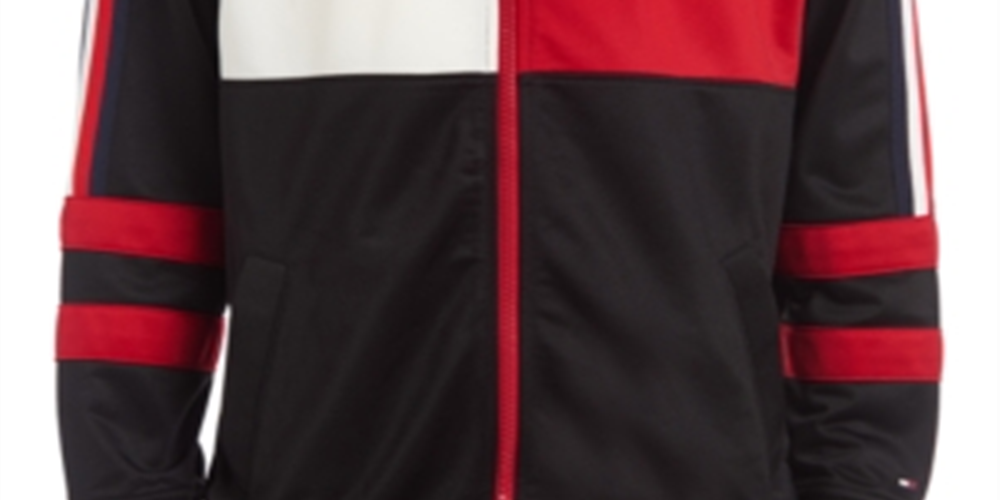 Tommy Hilfiger Toddler Boy's Manuel Pieced Colorblocked Logo Track Jacket Black Size 2T
