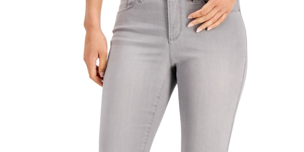 Charter Club Women's Bristol Tummy Control Skinny Ankle Jeans Gray Size 14