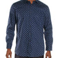 Bar III Men's Printed Casual Button Down Shirt Blue Size L