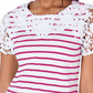 Charter Club Women's Cotton Crochet Striped Top  Pink Size XX-Large