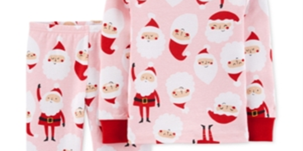 Carter's Baby Girl's 2 Pc Cotton Santa Pajamas Set Pink Size 18MOS