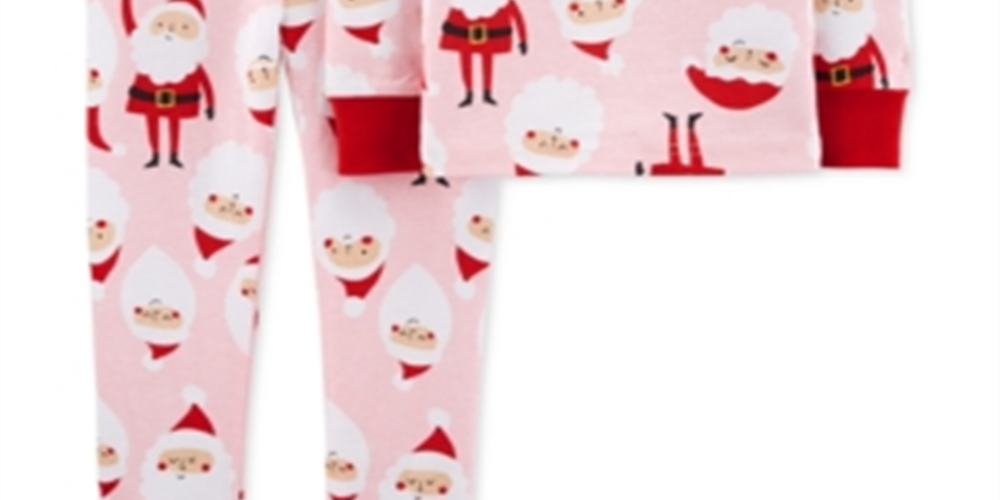 Carter's Baby Girl's 2 Pc Cotton Santa Pajamas Set Pink Size 18MOS