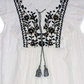 Style & Co Women's Cotton Embroidered Ruffle Sleeve Top White Size X-Small