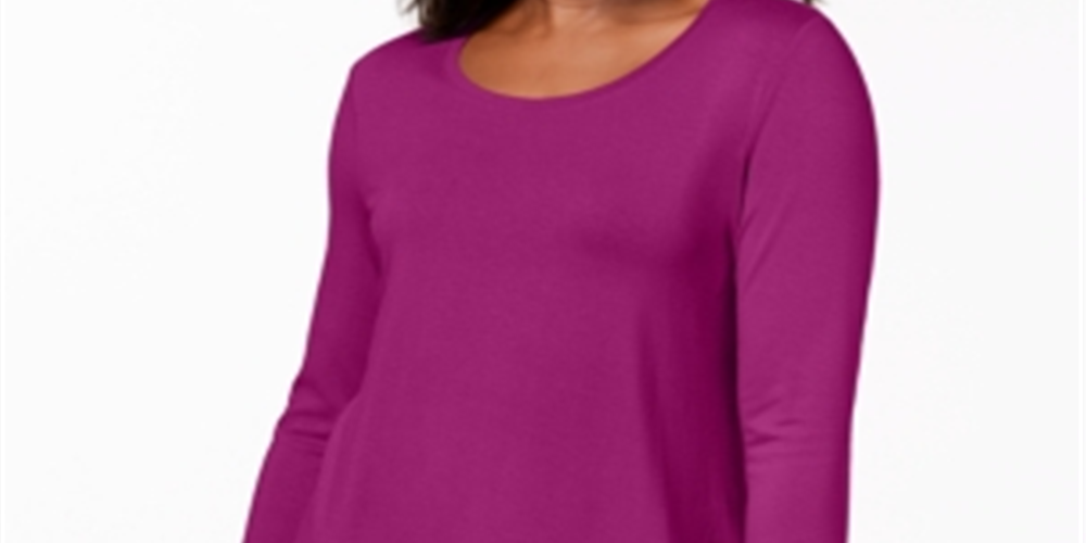 JM Collection Women's Three Quarter-Sleeve Top Fancy Pink Size Petite L