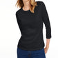 Maison Jules Women's 3/4-Sleeve Solid T-Shirt  Black Size XX Large