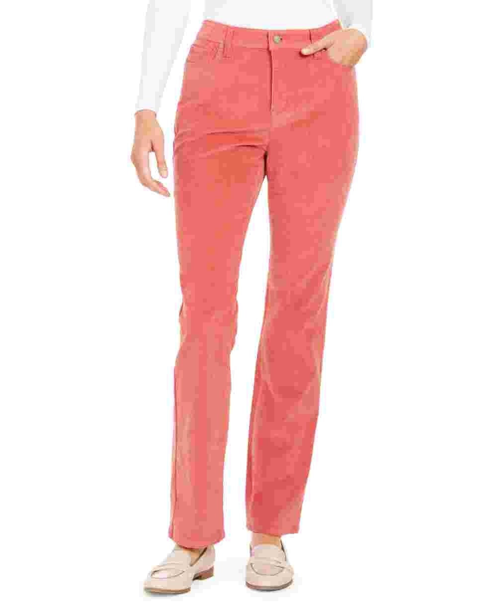 Charter Club Women's Lexington Corduroy Tummy-Control Pants Pink Size 14