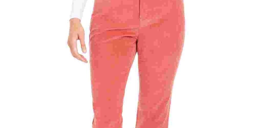 Charter Club Women's Lexington Corduroy Tummy-Control Pants Pink Size 14