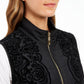 Charter Club Women's Velvet Flocked Puffer Vest Black Size Petite L