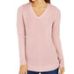 Charter Club Women's V-Neck Sweater Pink Size Large