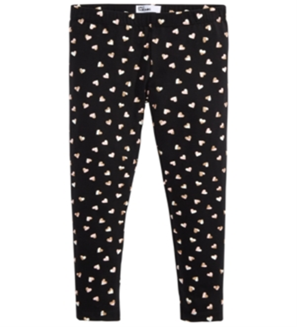 Epic Threads Toddler Girl's Metallic Heart Print Leggings Black Size 3T