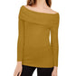 INC International Concepts Women's Off-The-Shoulder Ribbed Sweater Yellow Size Large