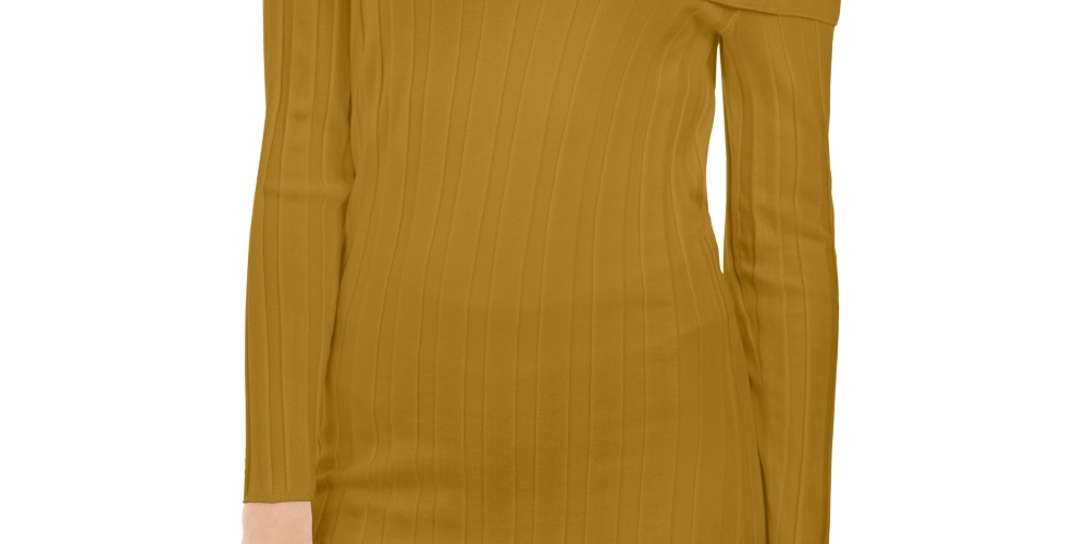 INC International Concepts Women's Off-The-Shoulder Ribbed Sweater Yellow Size Large