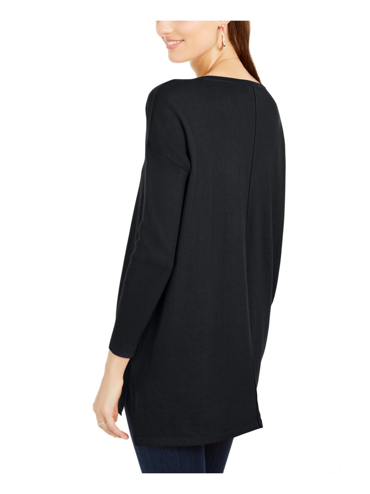 Style & Co Women's Ribbed Long Sleeves Sweater Black Size Petite Small