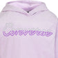 Converse Big Girl's स्प्लिट-लोगो वेलोर फ़्लीस हूडी पर्पल साइज़ मीडियम