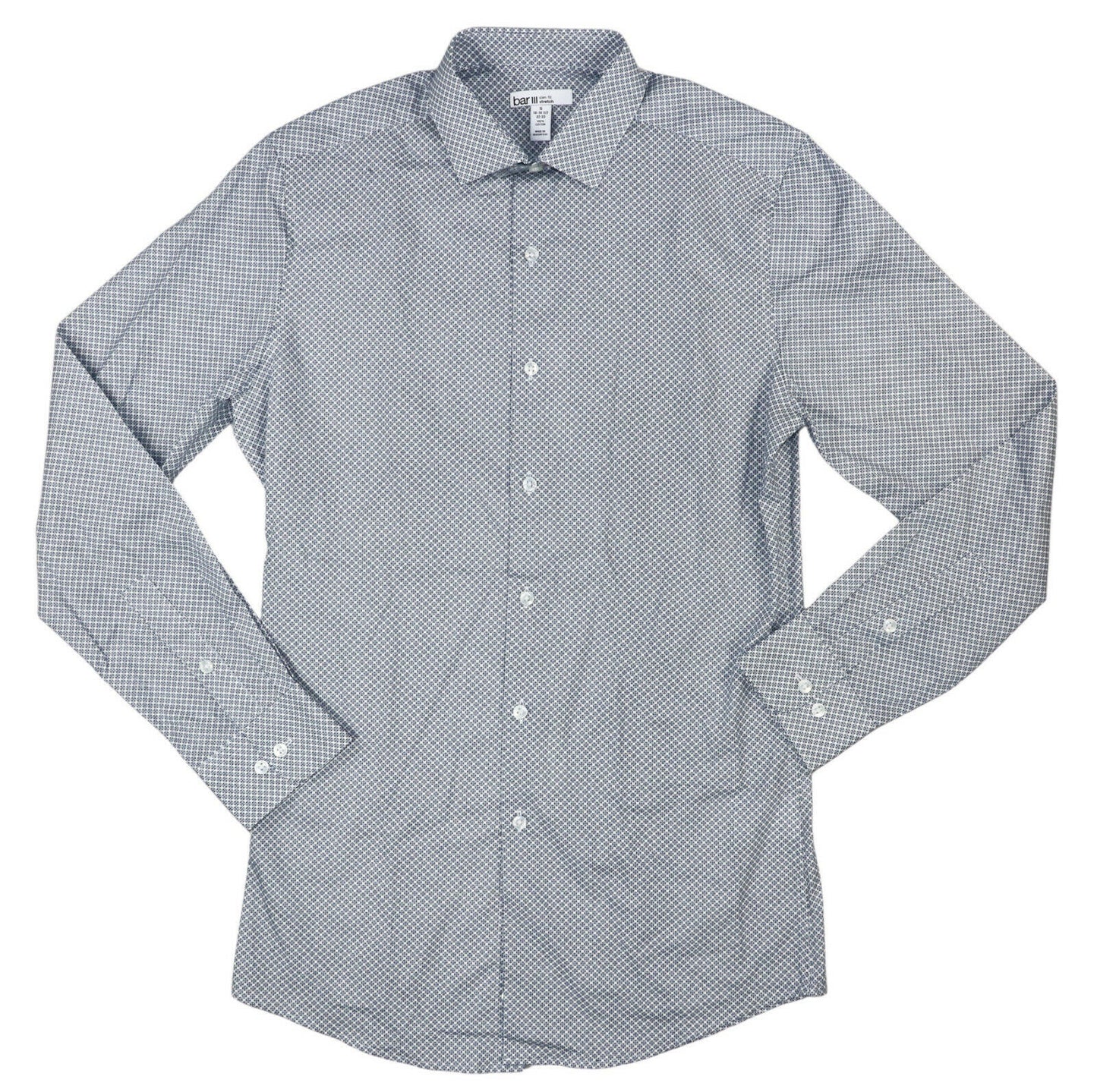 Bar III Men's Floral Slim Fit Stretch Dress Shirt White-Navy Size M