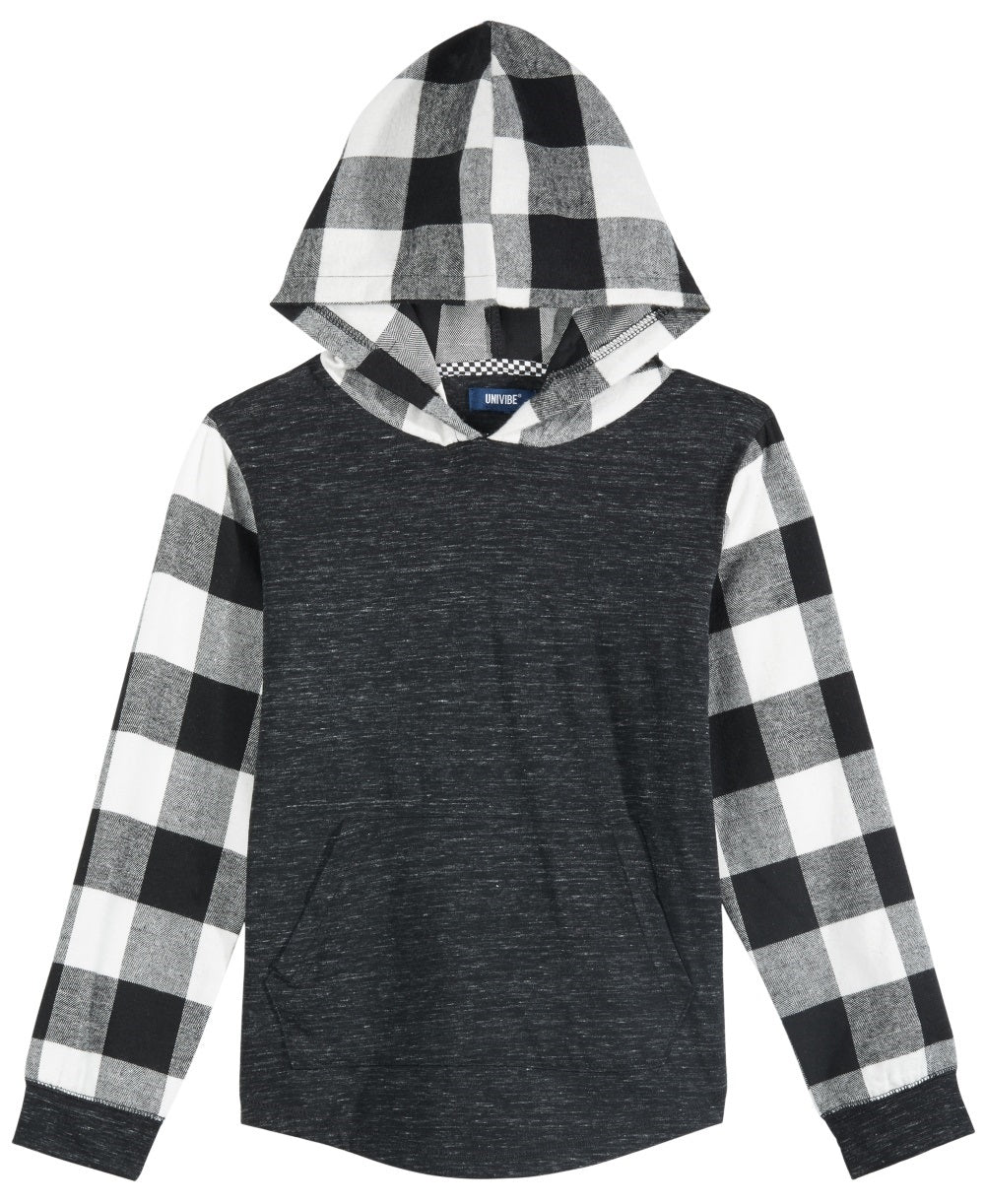 Univibe Big Boy's Lewiston Colorblocked Mix-Media Hooded Shirt Gray Size Large