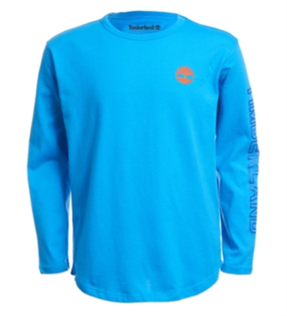 Timberland Boy's Tree Accent Logo Sleeve Bill Long Sleeve Tee Blue Size XL