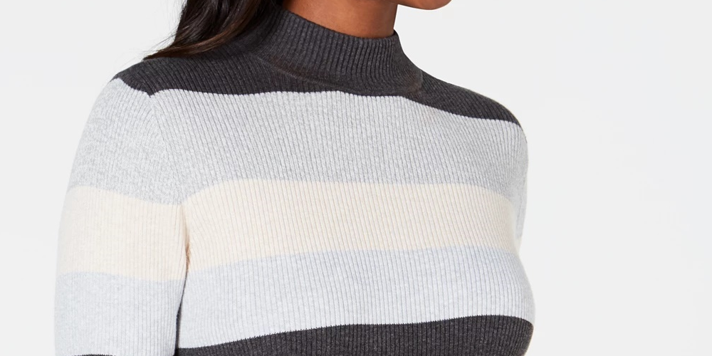 Karen Scott Women's Ribbed Color Block Long Sleeve Turtle Neck Sweater Gray Size XX-Large