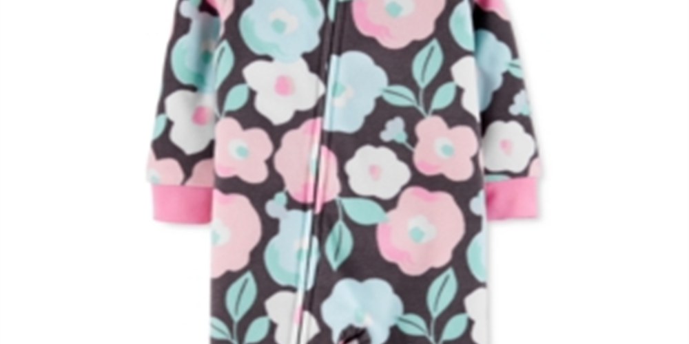 Carter's Baby Girl's Floral Fleece Footed Pajamas Grey Size 18MOS