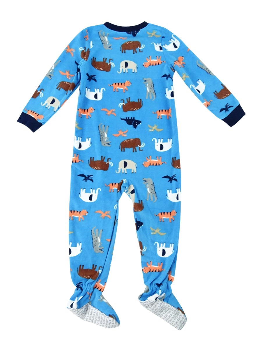 Carter's Toddler Boy's 1 Pc Animal Print Fleece Footie Pajamas Blue Size 5T