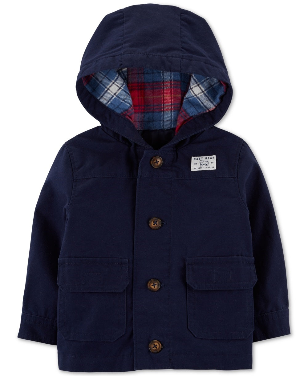 Carter's Baby Boy's Button Front Hooded Jacket Blue Size 6MOS
