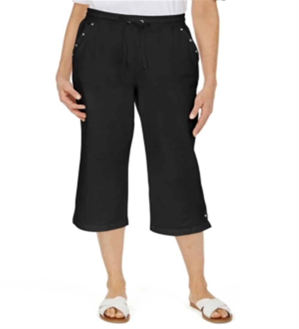 Karen Scott Women's Studded Capris Black Size Petite Small
