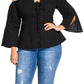 City Chic Women's Pretty Picnic Off the Shoulder Top Black Size 14W
