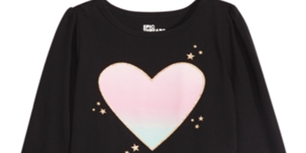 Epic Threads Toddler Girl's Ombre Heart T-Shirt Black Size 3T