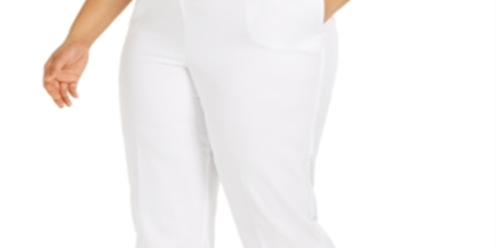 Alfred Dunner Women's Plus Ship Shape Grommet Capris White Size 20W