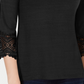 Charter Club Women's Cotton Lace-Trim Top  Black Size Small