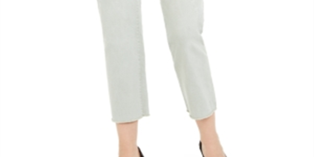 INC International Concepts Women's Frayed Hem Straight Leg Ankle Jeans Green Size 2