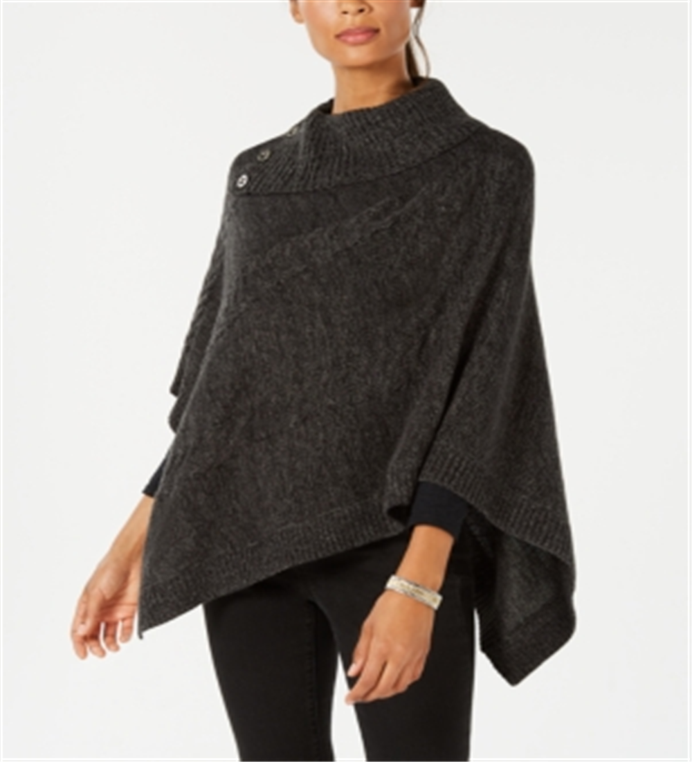 Karen Scott Women's Envelope Poncho Black Size Small