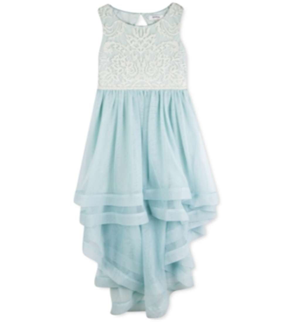 Speechless Big Girl's Plus Embroidered High Low Dress Blue Size 16