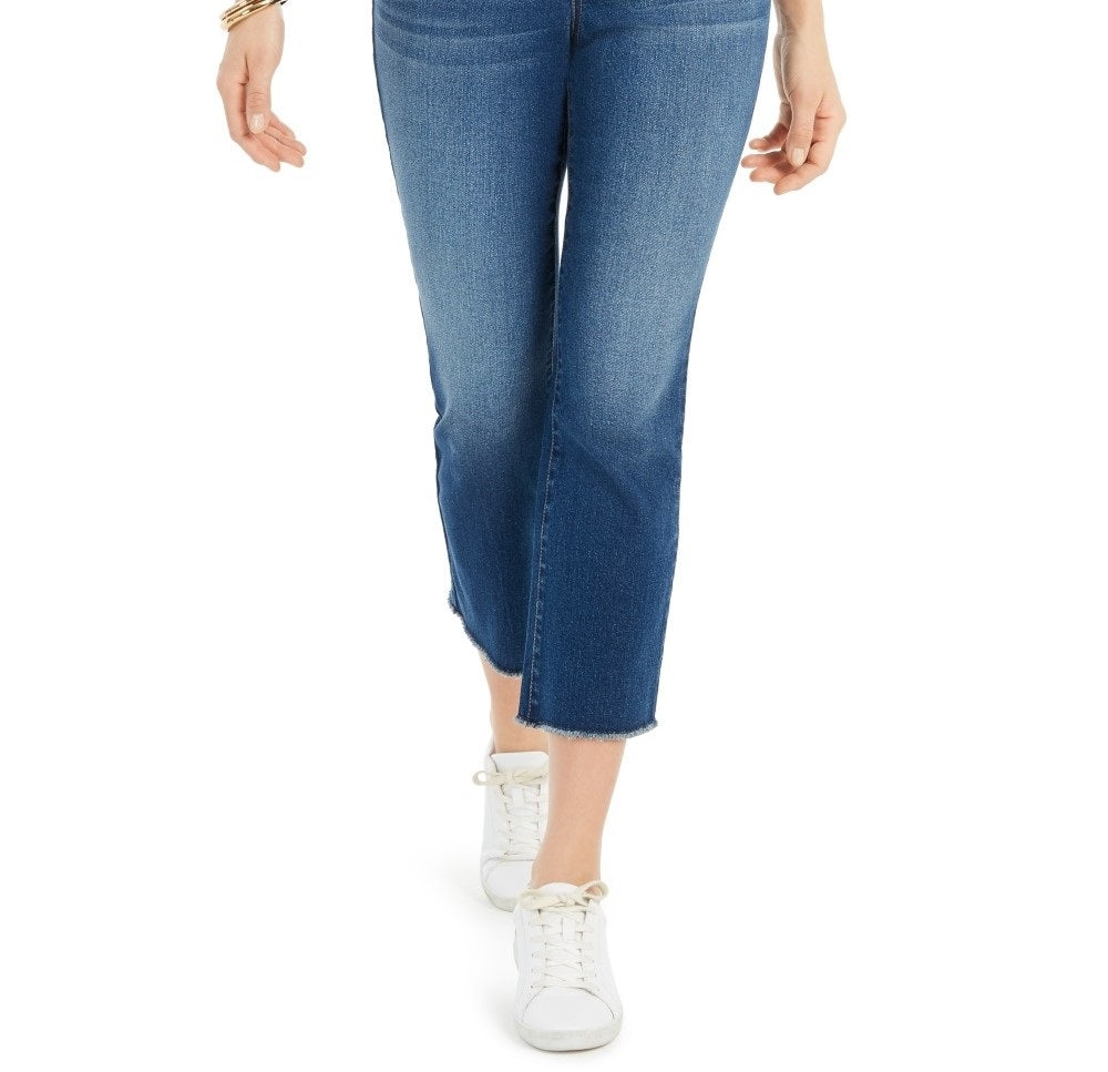 Style & Co Women's Ripped Authentic Cropped Kick-Flare Jeans Blue Size 4