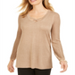 JM Collection Women's Pleated Sleeve Sweater Gold Size Petite L