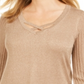JM Collection Women's Pleated Sleeve Sweater Gold Size Petite L