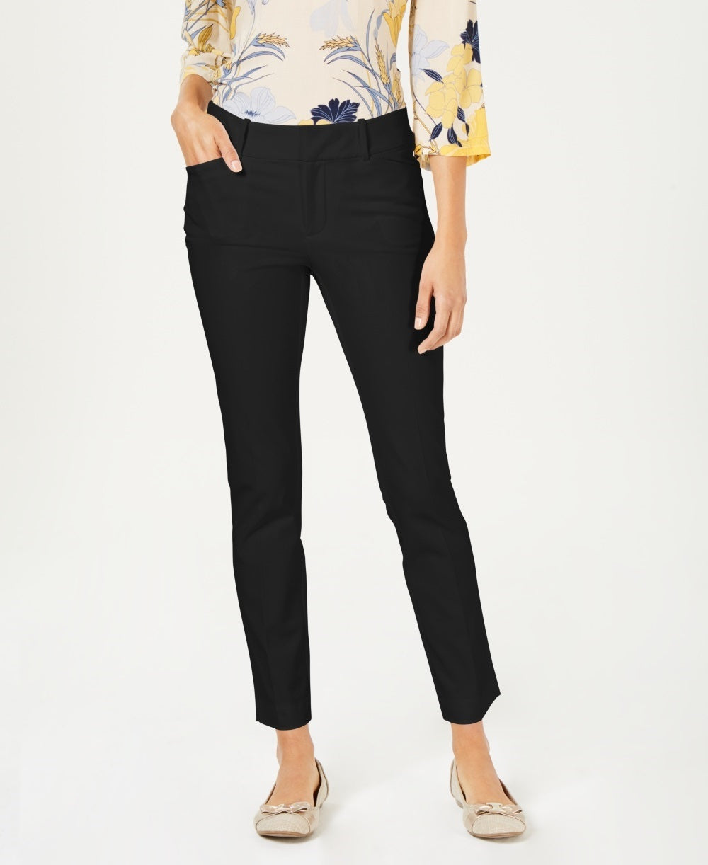 Charter Club Women's Solid Newport Slim-Leg Pants  Black Size 4 Petite