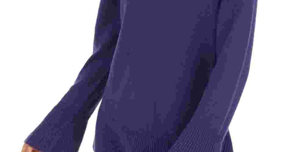 Style & Company Women's Purple Ribbed Patterned Long Sleeve Jewel Neck Blouse Sweater Purple Size Petite Small