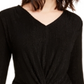 Alfani Women's Metallic Striped Knot Front Top Black Size Petite L