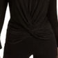 Alfani Women's Metallic Striped Knot Front Top Black Size Petite L