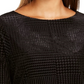 Charter Club Women's Black Patterned Long Sleeve Boat Neck Blouse Evening Top Black Size Petite Small