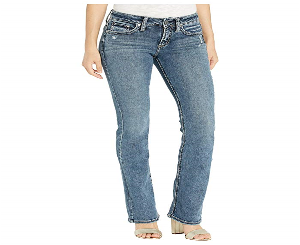 Silver Jeans Co. Women's Suki Mid Rise Curvy Fit Slim Bootcut Jeans Jeans Blue Size 24X33