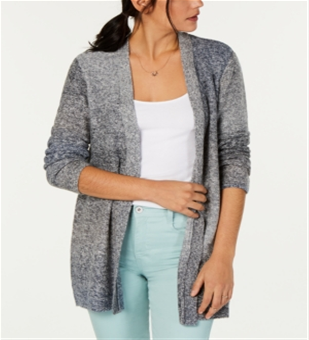 Style & Co Women's Ombre Open Front Cardigan Black Size L