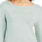 Style & Co Women's Ribbed Patterned Long Sleeve Jewel Neck Blouse Sweater Green Size Petite Small