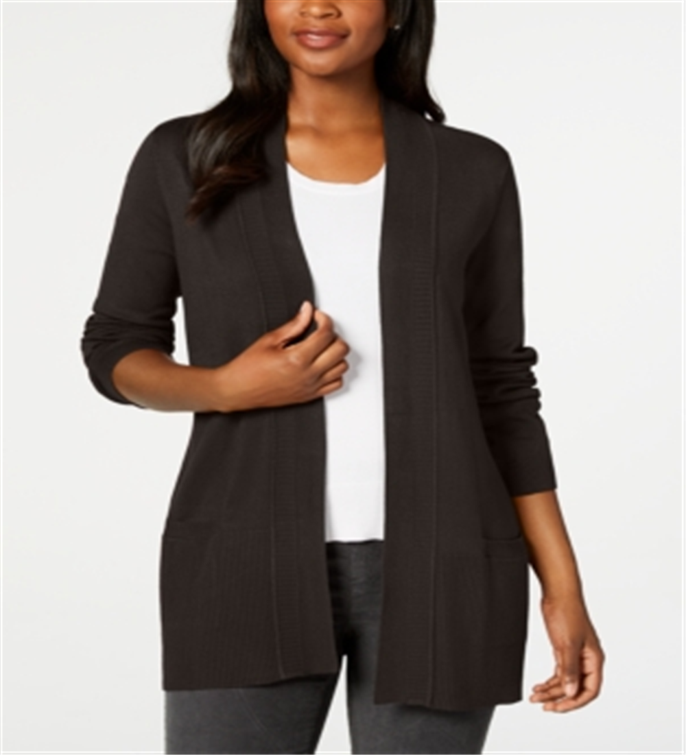 Karen Scott Women's Open Front Cardigan Brown Size X-Small